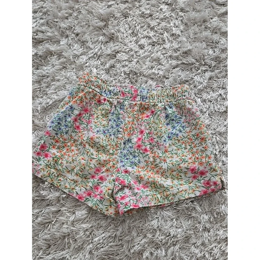 Old Navy Girls Floral Summer Shorts Medium Size 8 Pockets Drawstring Linen Blend